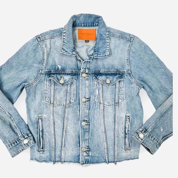 Lucky Brand Raw Hem The Tomboy Trucker Denim Jean Jacket Size Large - Picture 2 of 10